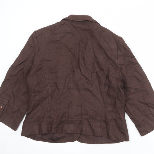 Alex & Co Womens Brown Linen Jacket Blazer Size 14
