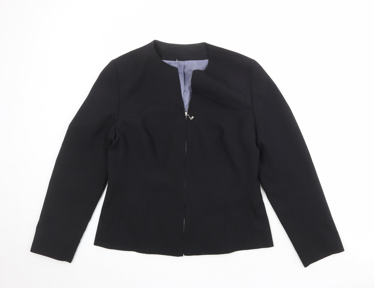 Essentials Womens Black Jacket Blazer Size 12 Zip