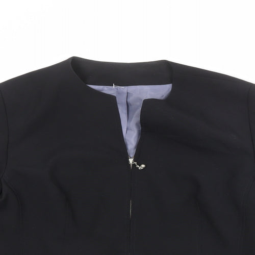 Essentials Womens Black Jacket Blazer Size 12 Zip
