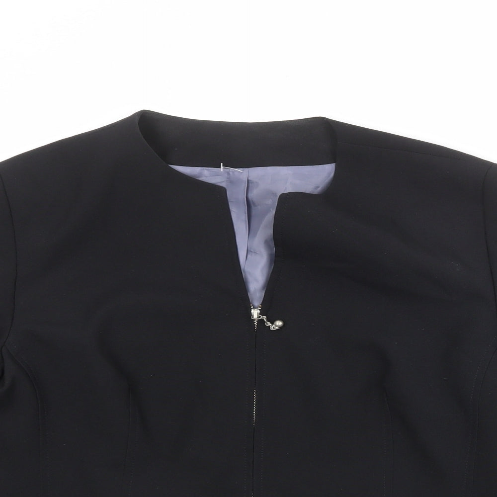 Essentials Womens Black Jacket Blazer Size 12 Zip