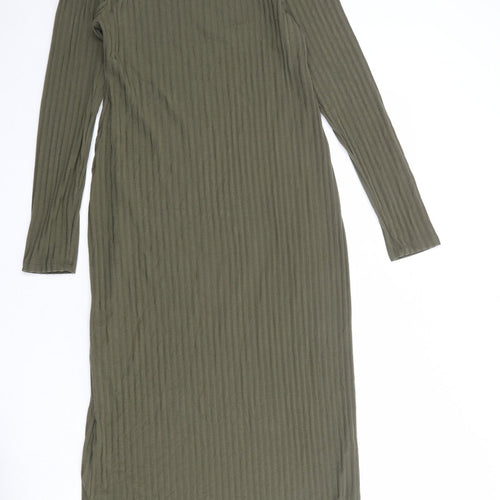 Marks and Spencer Womens Green Polyester Pencil Dress Size 12 Round Neck Pullover