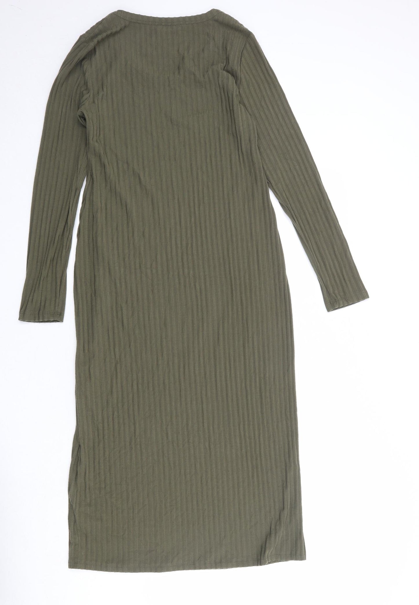 Marks and Spencer Womens Green Polyester Pencil Dress Size 12 Round Neck Pullover