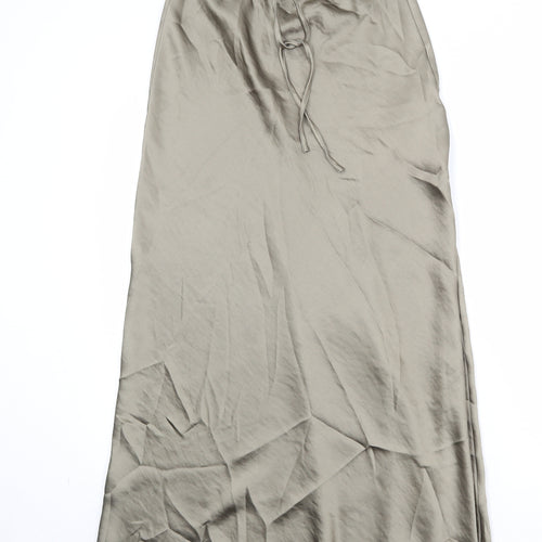 Marks and Spencer Womens Green Polyester Swing Skirt Size 10 Drawstring