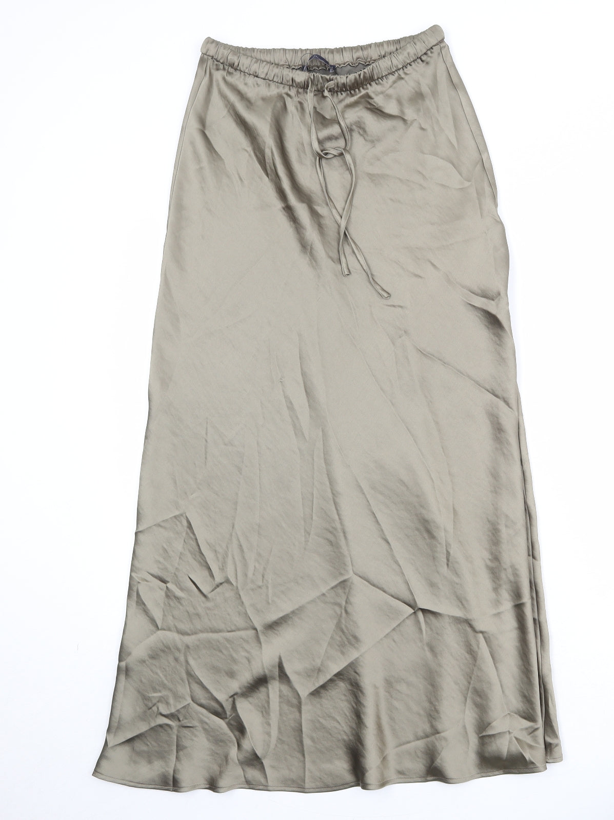 Marks and Spencer Womens Green Polyester Swing Skirt Size 10 Drawstring