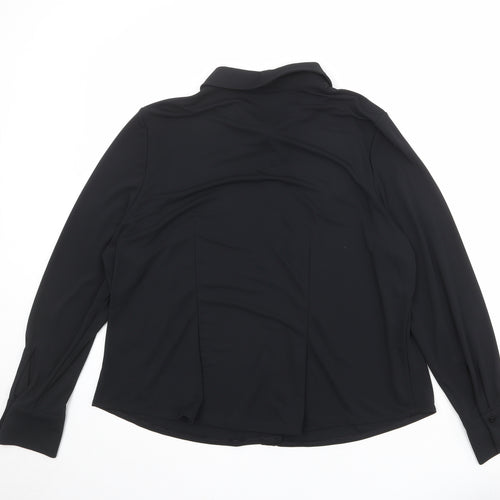 Marks and Spencer Womens Black Polyester Basic Button-Up Size 22 Collared