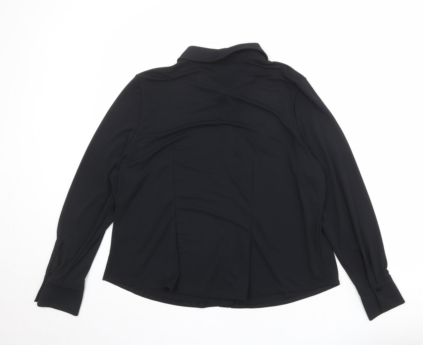 Marks and Spencer Womens Black Polyester Basic Button-Up Size 22 Collared