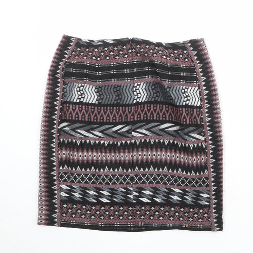 Monsoon Womens Multicoloured Geometric Polyester A-Line Skirt Size 8 Zip