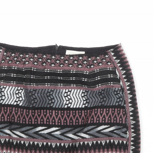 Monsoon Womens Multicoloured Geometric Polyester A-Line Skirt Size 8 Zip