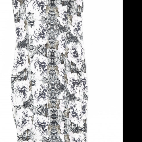 Miss Selfridge Womens Multicoloured Geometric Viscose Pencil Dress Size 6 Square Neck Pullover
