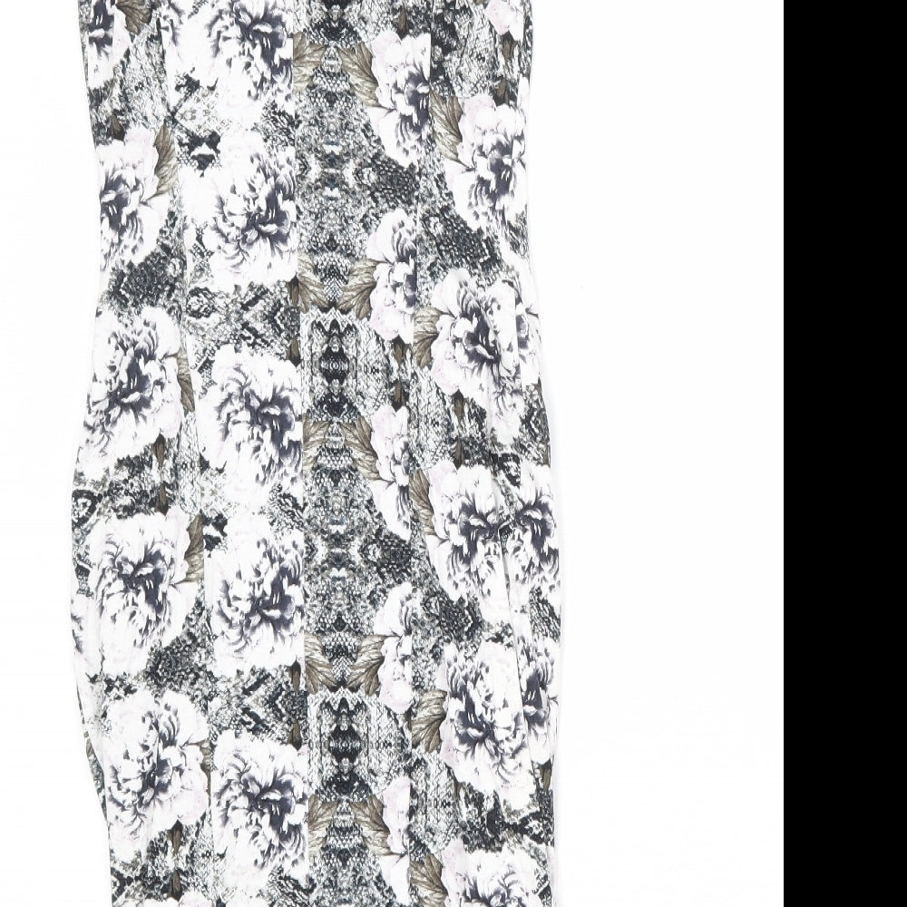 Miss Selfridge Womens Multicoloured Geometric Viscose Pencil Dress Size 6 Square Neck Pullover