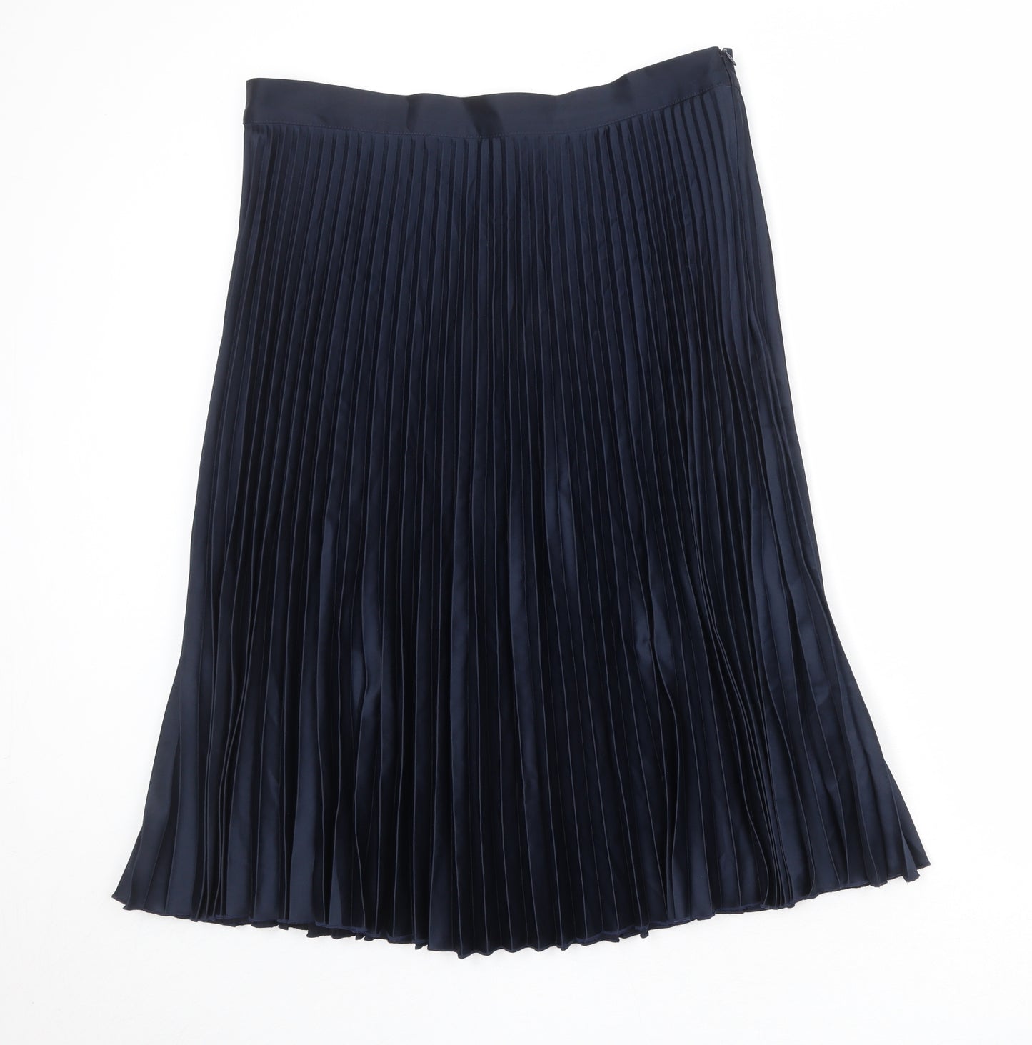 Marks and Spencer Womens Blue Polyester Pleated Skirt Size 18 Zip