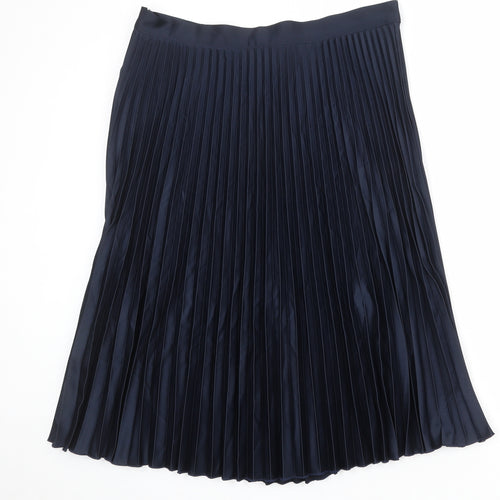 Marks and Spencer Womens Blue Polyester Pleated Skirt Size 18 Zip