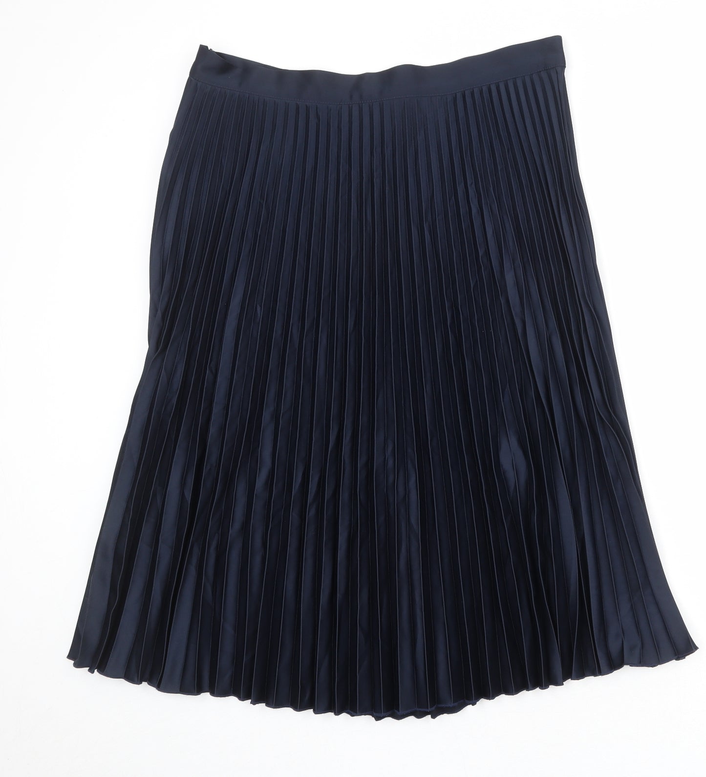 Marks and Spencer Womens Blue Polyester Pleated Skirt Size 18 Zip