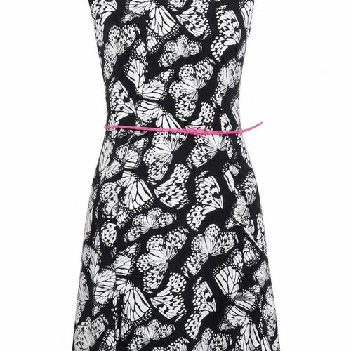 Wallis Womens Black Geometric Viscose A-Line Size 10 Round Neck Zip - Butterfly