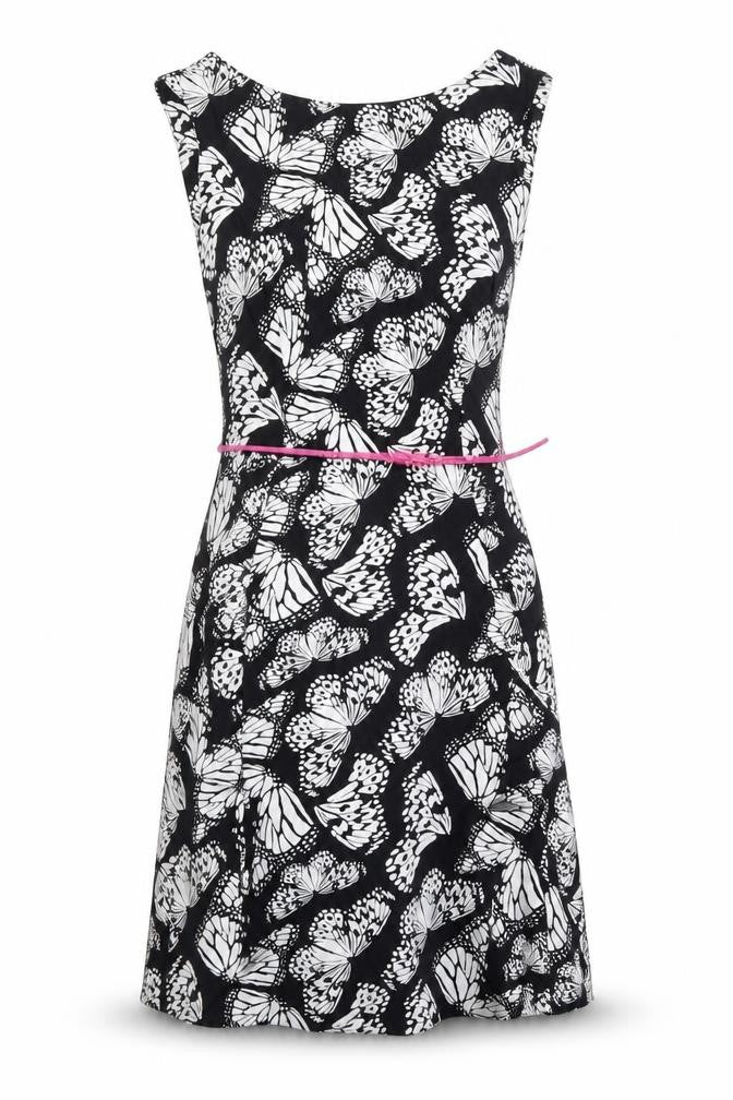 Wallis Womens Black Geometric Viscose A-Line Size 10 Round Neck Zip - Butterfly