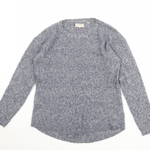 Fat Face Womens Blue Round Neck Cotton Pullover Jumper Size 10