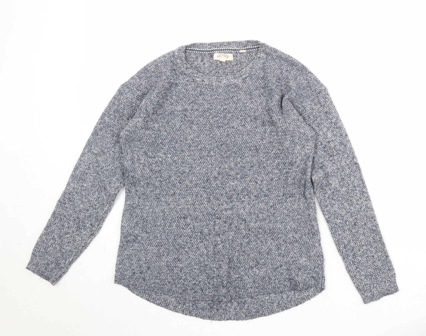 Fat Face Womens Blue Round Neck Cotton Pullover Jumper Size 10