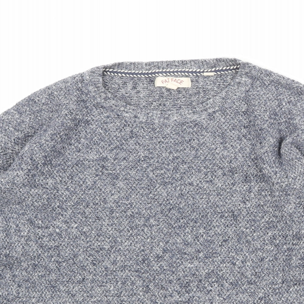 Fat Face Womens Blue Round Neck Cotton Pullover Jumper Size 10