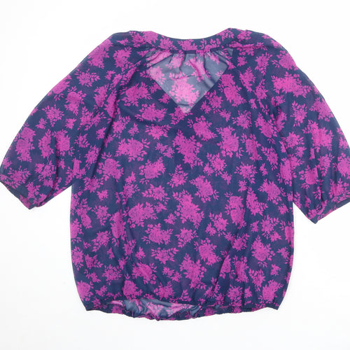Per Una Womens Purple Geometric Polyester Basic Blouse Size 18 V-Neck