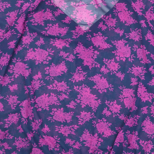 Per Una Womens Purple Geometric Polyester Basic Blouse Size 18 V-Neck