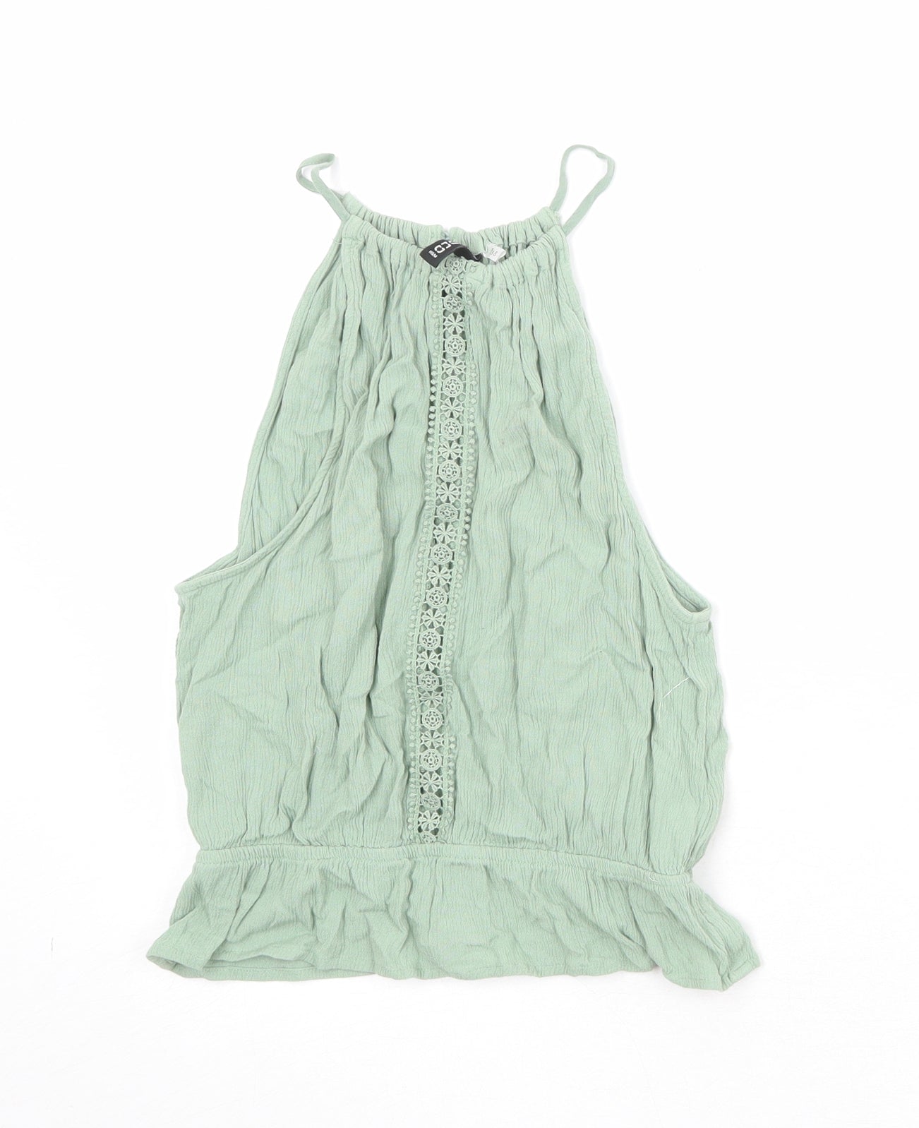 Divided by H&M Womens Green Viscose Basic Tank Size 8 Round Neck