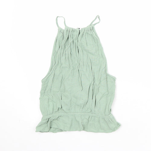 Divided by H&M Womens Green Viscose Basic Tank Size 8 Round Neck