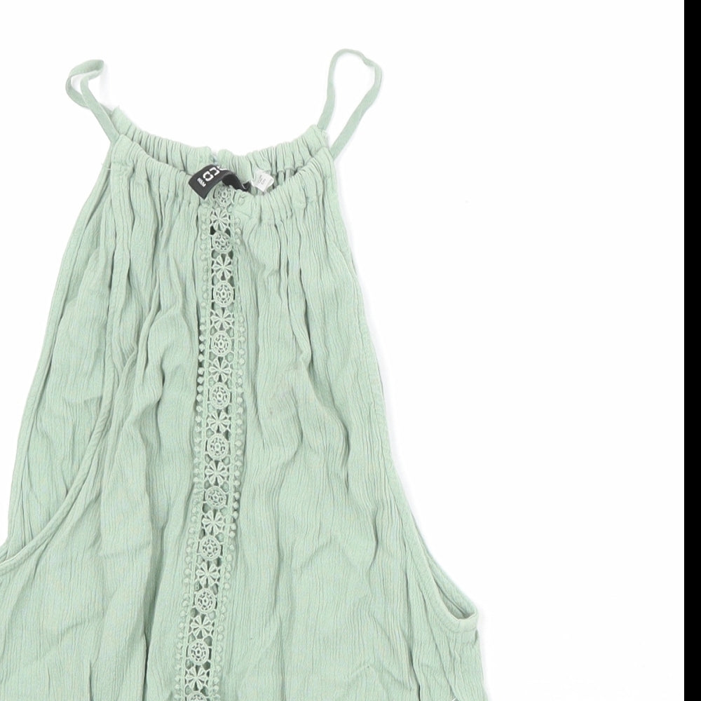 Divided by H&M Womens Green Viscose Basic Tank Size 8 Round Neck