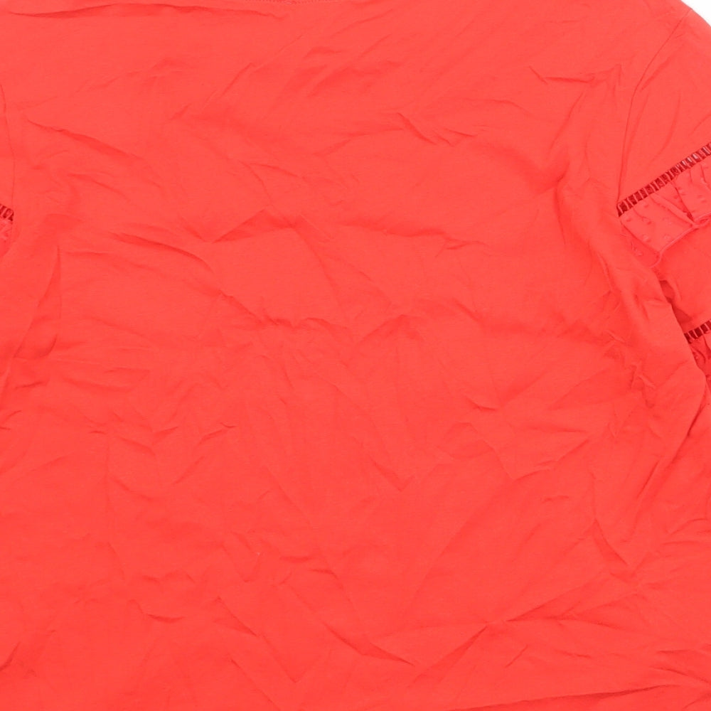Marks and Spencer Womens Red Cotton Basic Blouse Size 14 Round Neck