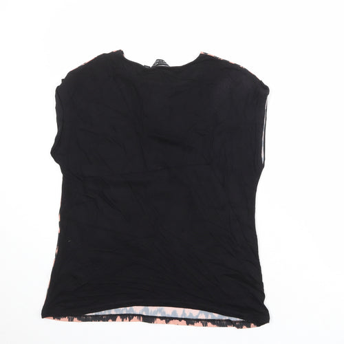 Dorothy Perkins Womens Black Geometric Polyester Basic Blouse Size 10 Round Neck