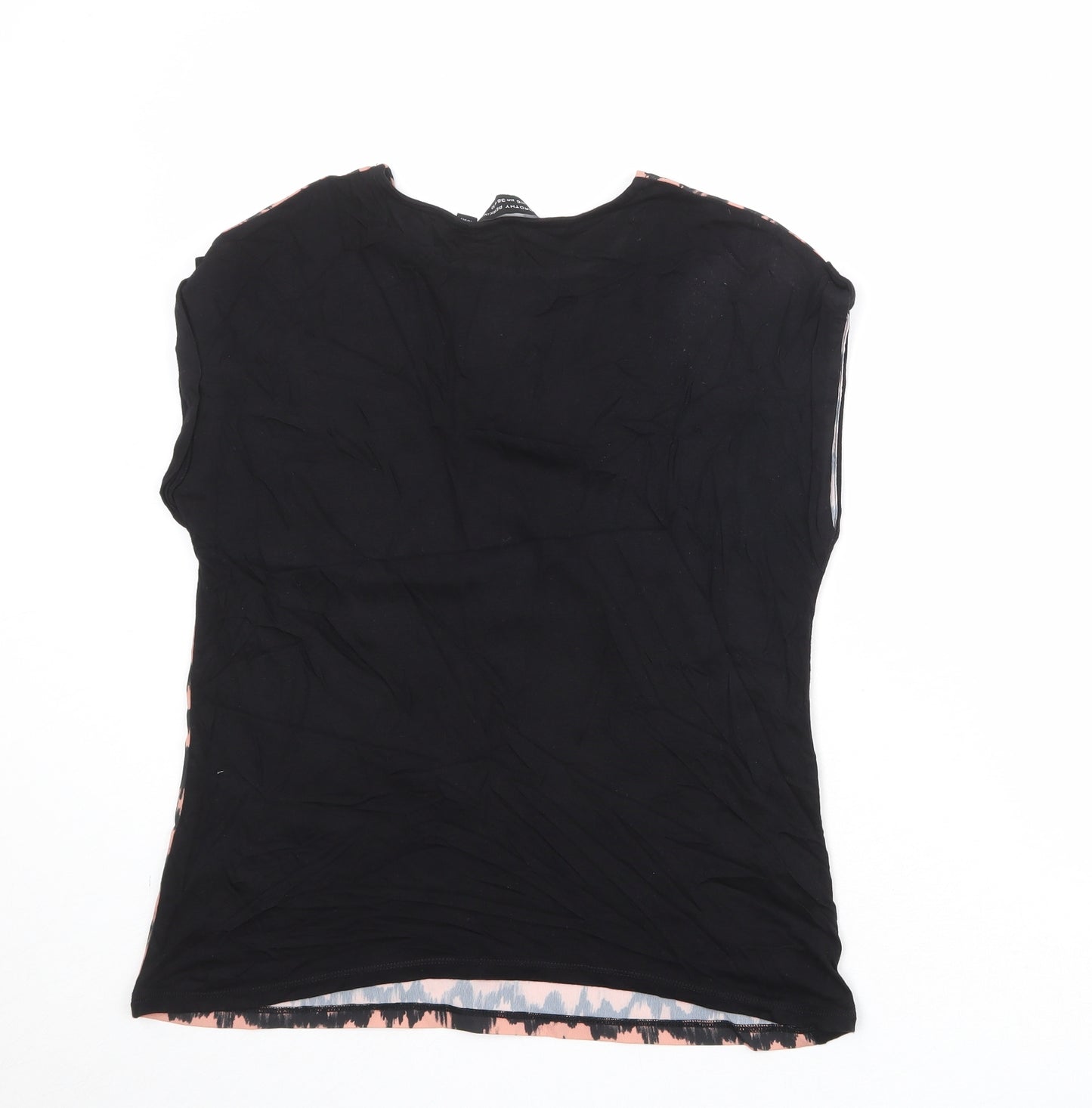 Dorothy Perkins Womens Black Geometric Polyester Basic Blouse Size 10 Round Neck