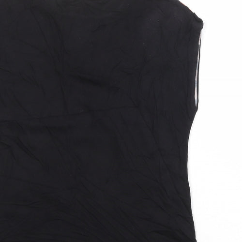 Dorothy Perkins Womens Black Geometric Polyester Basic Blouse Size 10 Round Neck
