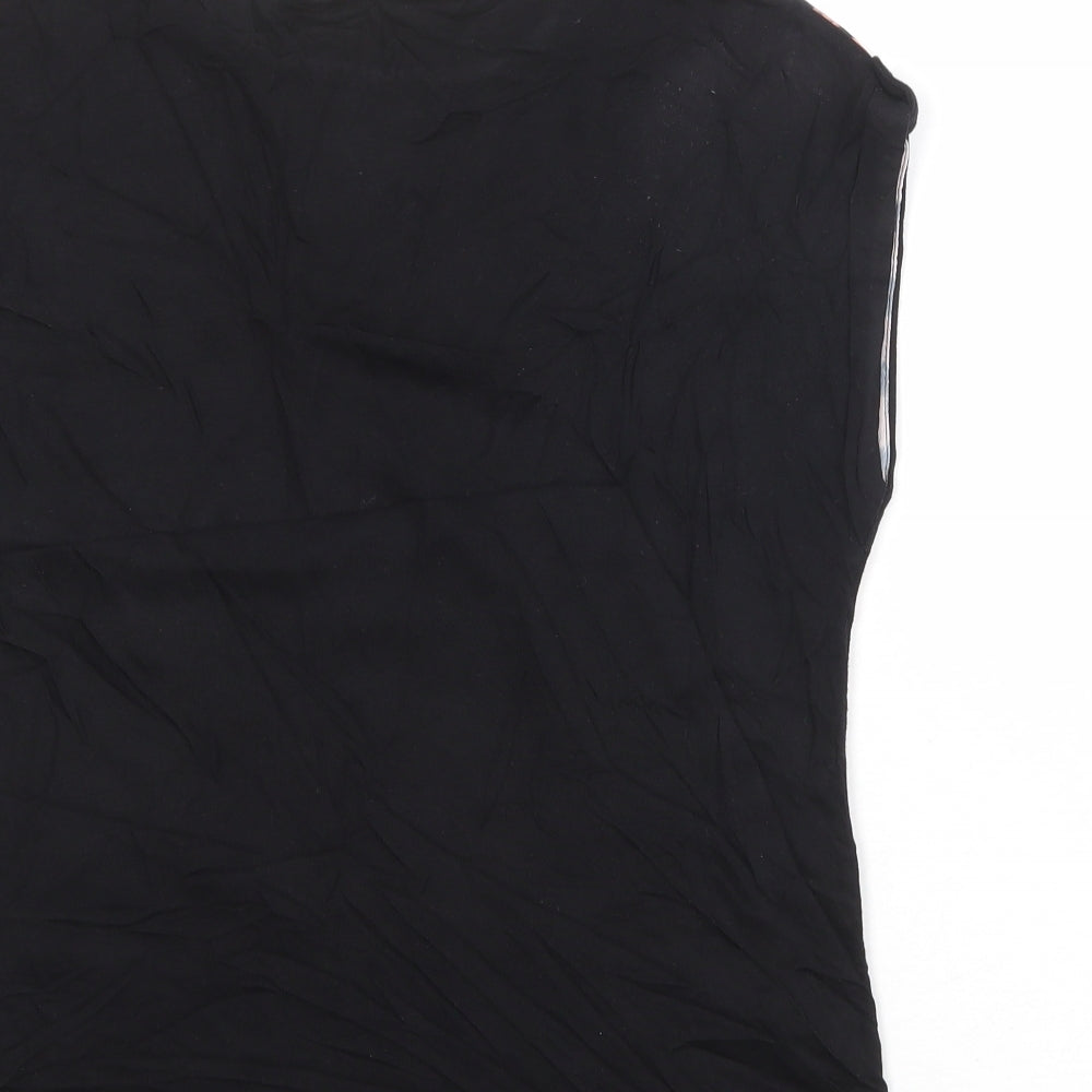 Dorothy Perkins Womens Black Geometric Polyester Basic Blouse Size 10 Round Neck