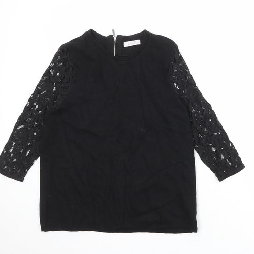 Per Una Womens Black Round Neck Viscose Pullover Jumper Size 14