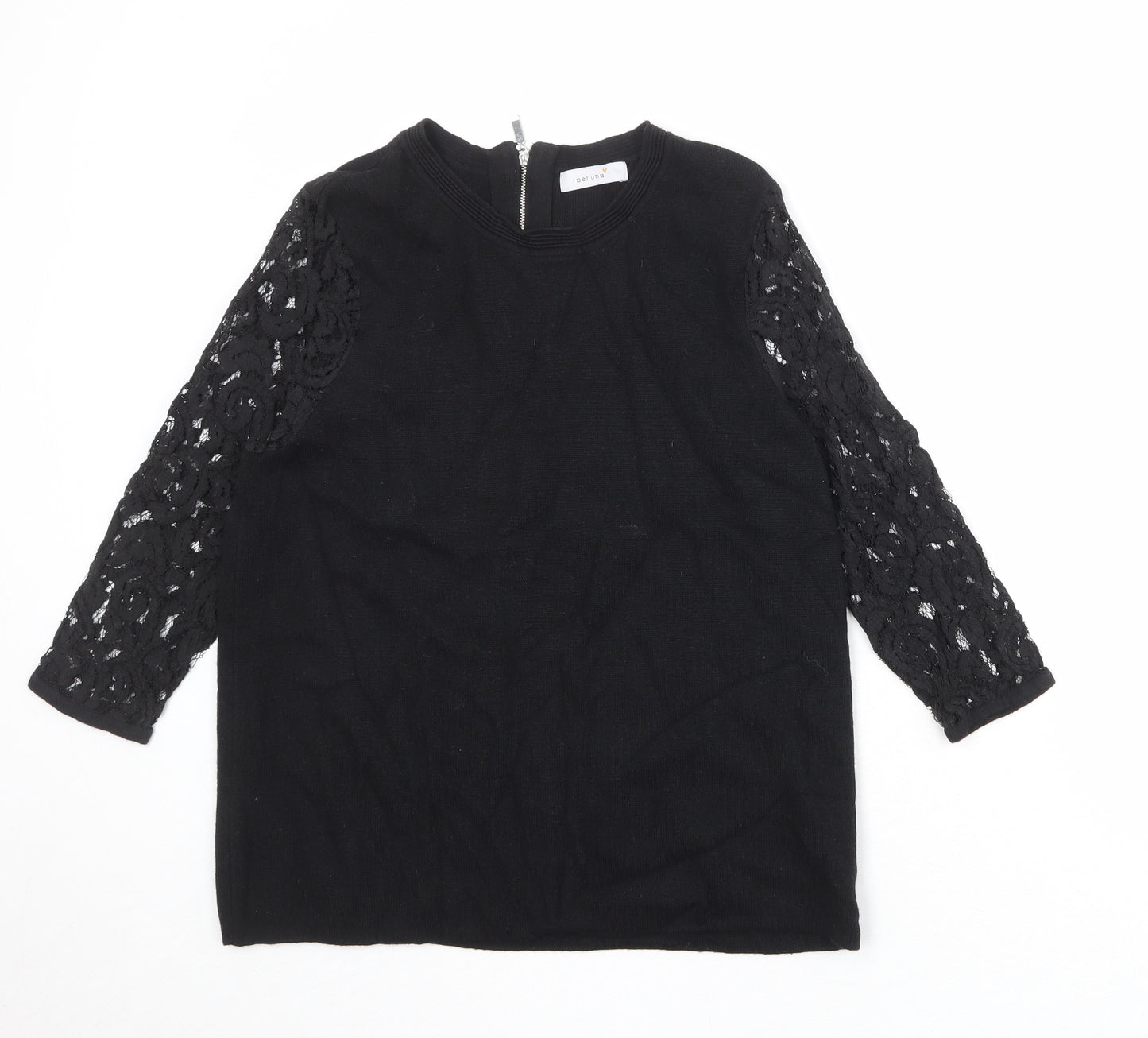 Per Una Womens Black Round Neck Viscose Pullover Jumper Size 14