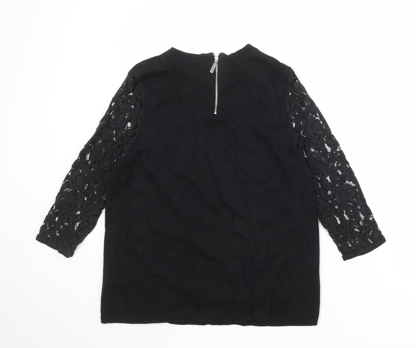 Per Una Womens Black Round Neck Viscose Pullover Jumper Size 14