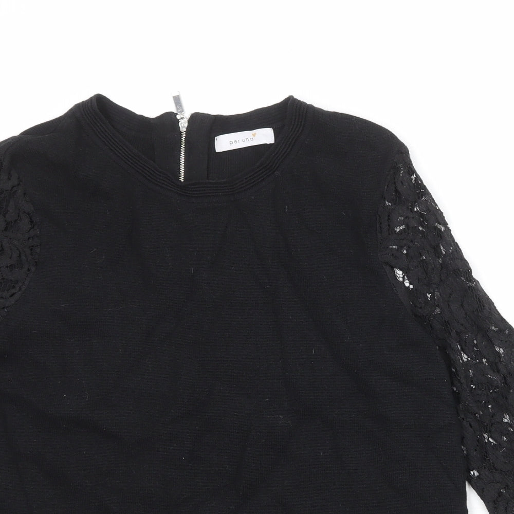 Per Una Womens Black Round Neck Viscose Pullover Jumper Size 14