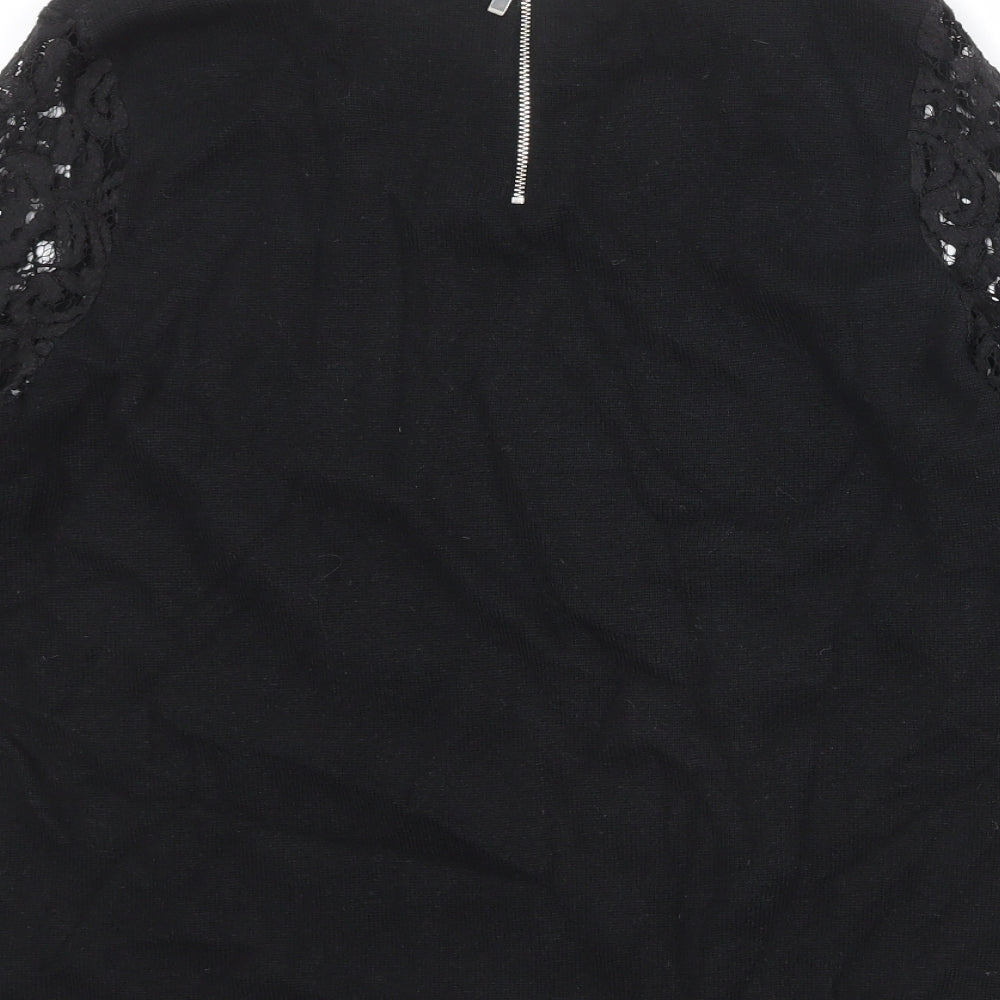 Per Una Womens Black Round Neck Viscose Pullover Jumper Size 14