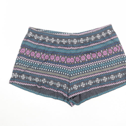Marks and Spencer Womens Multicoloured Fair Isle Polyester Basic Shorts Size 38 in Regular Pull On