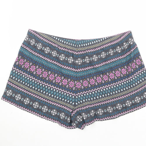 Marks and Spencer Womens Multicoloured Fair Isle Polyester Basic Shorts Size 38 in Regular Pull On
