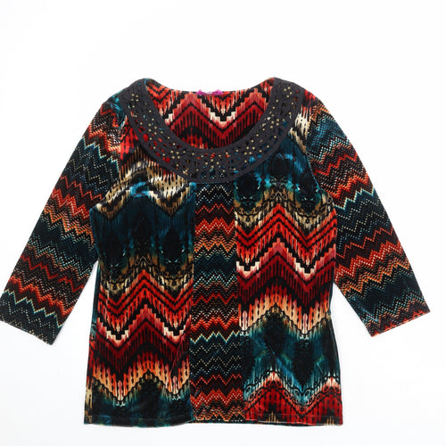 Per Una Womens Multicoloured Geometric Polyester Basic Blouse Size 14 Round Neck