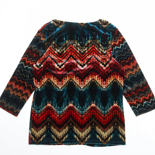 Per Una Womens Multicoloured Geometric Polyester Basic Blouse Size 14 Round Neck