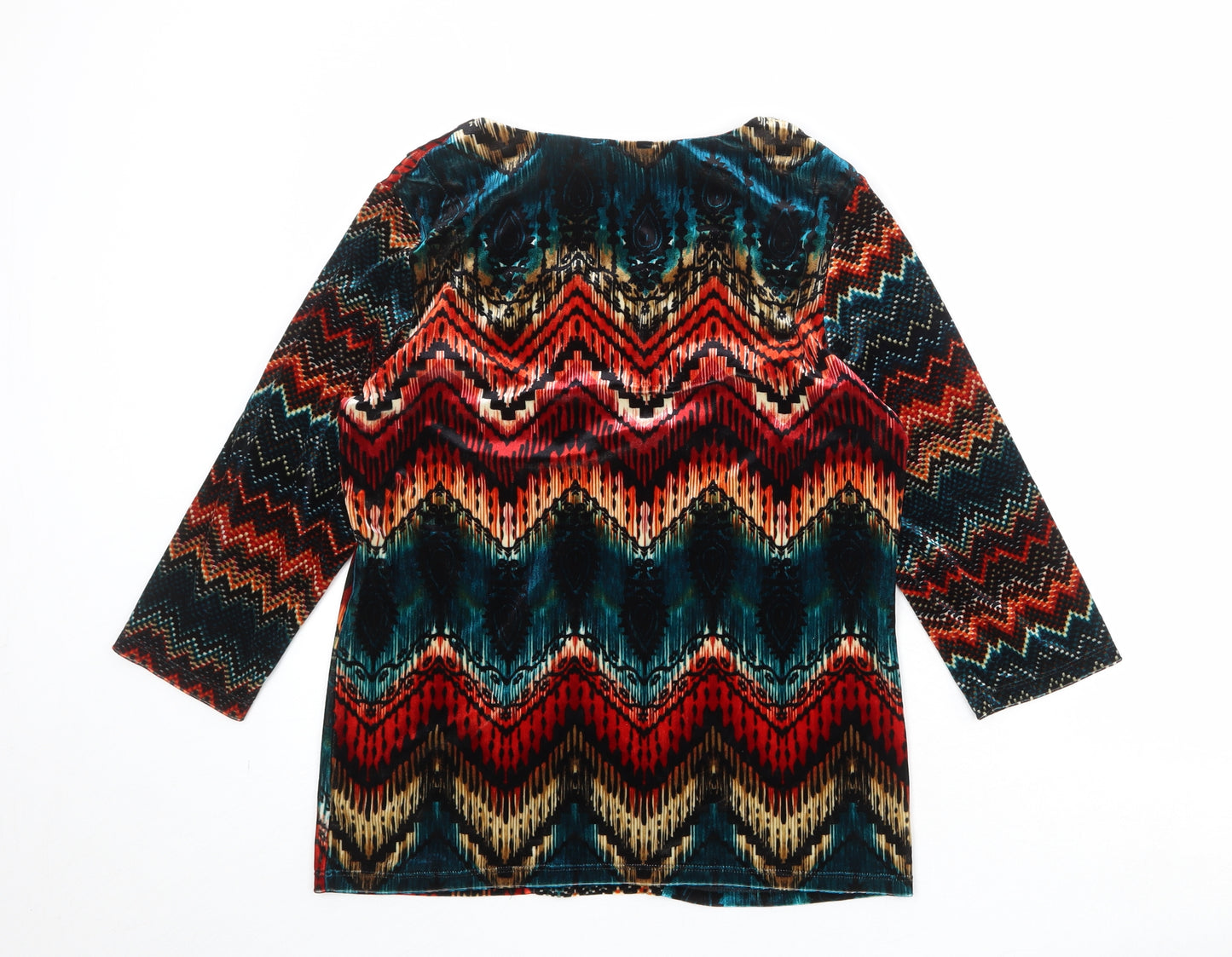 Per Una Womens Multicoloured Geometric Polyester Basic Blouse Size 14 Round Neck