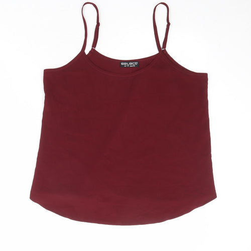 Select Womens Red Polyester Basic Tank Size 14 Round Neck