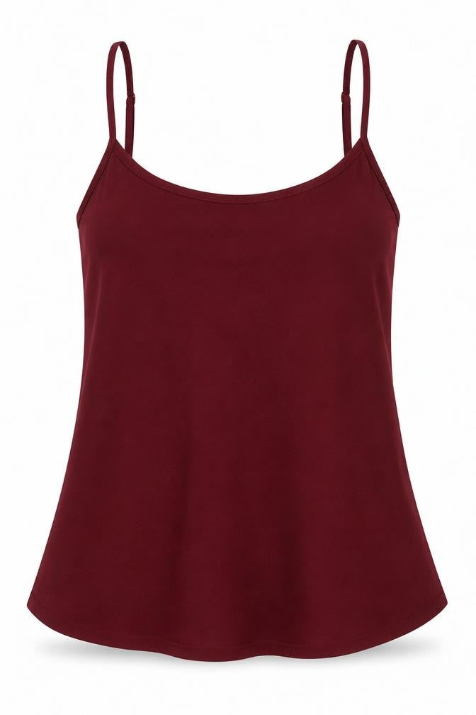 Front view of Select women’s red polyester basic tank, size UK 14, round neck