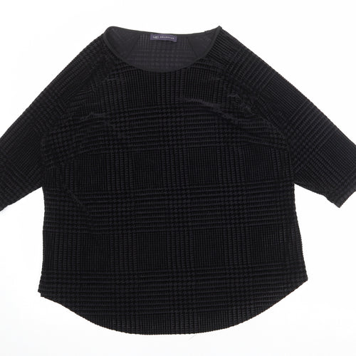 Marks and Spencer Womens Black Geometric Polyamide Basic Blouse Size 20 Round Neck