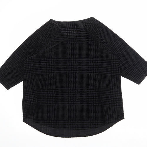 Marks and Spencer Womens Black Geometric Polyamide Basic Blouse Size 20 Round Neck