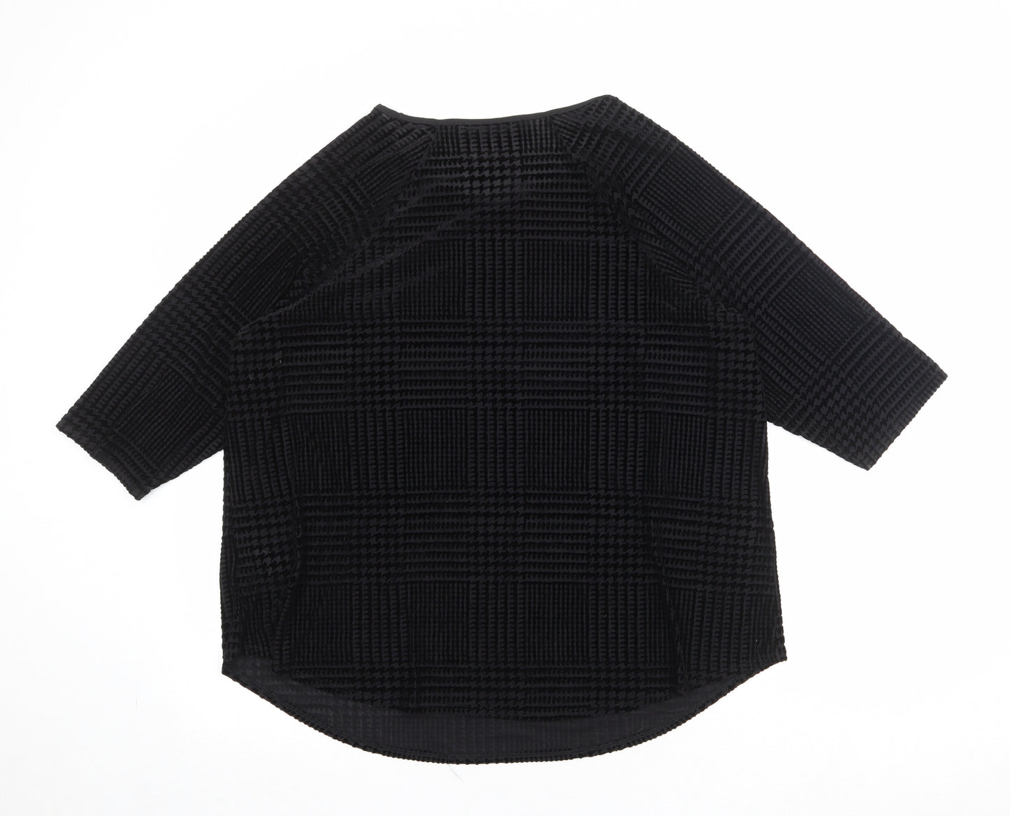 Marks and Spencer Womens Black Geometric Polyamide Basic Blouse Size 20 Round Neck