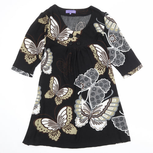 Autonomy Womens Black Geometric Polyester A-Line Size 16 Scoop Neck Pullover - Butterfly