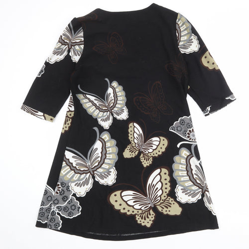 Autonomy Womens Black Geometric Polyester A-Line Size 16 Scoop Neck Pullover - Butterfly