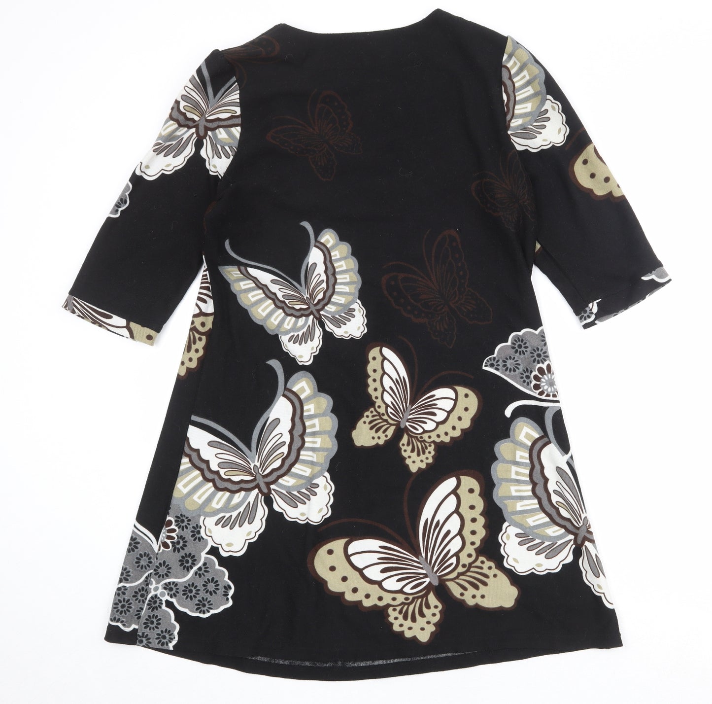 Autonomy Womens Black Geometric Polyester A-Line Size 16 Scoop Neck Pullover - Butterfly